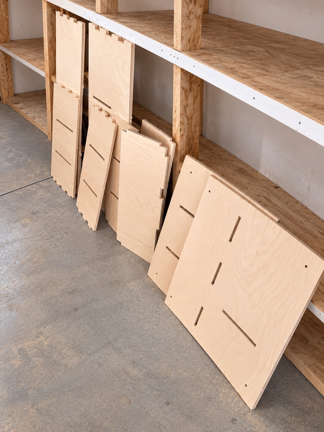 Cupboard with a divider and outlet cut-out: Parts off the sheet